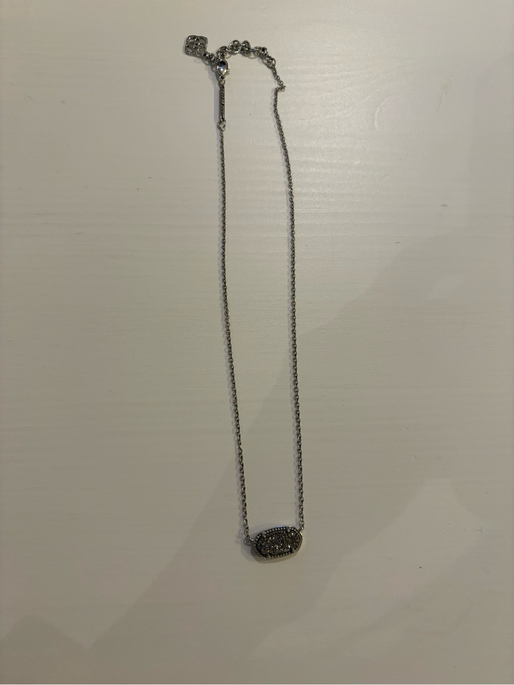Kendra Scott Silver Pavé Oval Pendant Necklace